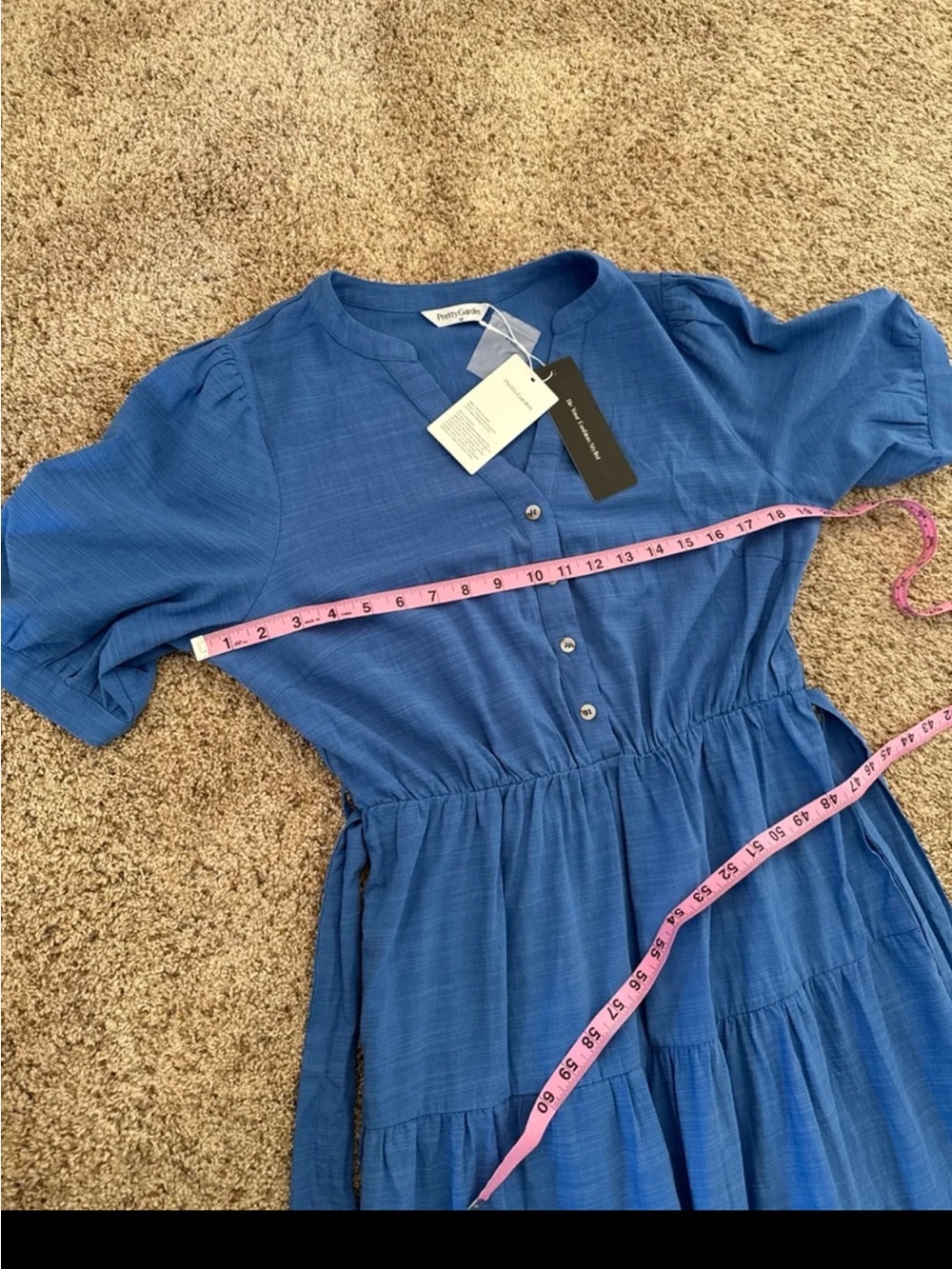NWT PRETTYGARDEN Midi Dress Casual Short Sleeve V Neck Belted In Blue 
Medium - Picture 12 of 12
